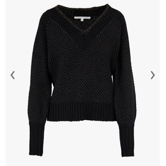 NWT Veronica Beard Mirnie Metallic V-Neck Sweater Relaxed Oversized XL - Picture 13 of 17